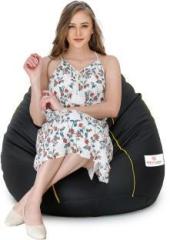 Star XXL Black with Yellow Piping Teardrop Bean Bag With Bean Filling