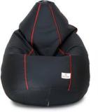 Star XXL Classic Black With Red Piping Teardrop Bean Bag With Bean Filling