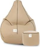 Star XXL Classic Combo Cream With Brown Piping Teardrop Bean Bag With Bean Filling