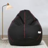 Star XXXL Black With Pink Piping Bean Bag Chair With Bean Filling