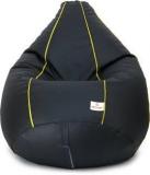 Star XXXL Black With Yellow Piping Teardrop Bean Bag With Bean Filling