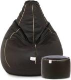 Star XXXL Classic Combo Brown With Cream Piping Teardrop Bean Bag With Bean Filling