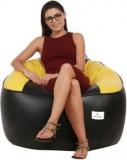 Star XXXL Muddha Black And Yellow Bean Bag Sofa With Bean Filling