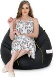 Star XXXL Star XXXL Black With Yellow Piping Teardrop Bean Bag With Bean Filling