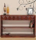 Starwooden Console Table With 2 Drawers And 2 Shelf Storage For Living Room Solid Wood Side Table