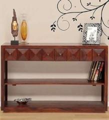 Starwooden Console Table with 2 Drawers and 2 Shelf Storage for Living Room Solid Wood Side Table