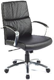 Stellar Office Chair In Black Genuine Leather Finish