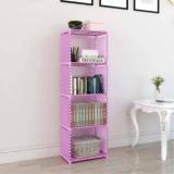 Storia Metal Study Room, Book Multipurpose Rack Stand Shelf Pink 4 Shelve Organizer Metal Open Book Shelf