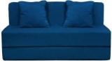 Style Crome Two Seater Sofa Cum Bed With Two Cushion Perfect For Guests Blue Single Sofa Bed