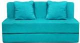 Style Crome Two Seater Sofa Cum Bed With Two Cushion Perfect For Guests Sky Blue Single Sofa Bed