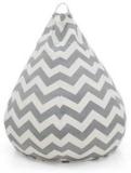 Style Homez Jumbo PREMIO, 100% Cotton Canvas Classic Bean Bag, Chevron Grey Color Teardrop Bean Bag With Bean Filling