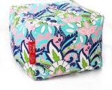 Style Homez Large Square Cotton Canvas Floral Printed Ottoman L Size With Beans Bean Bag Footstool With Bean Filling