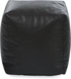 Style Homez Large Square Ottoman Stool L Size Black Color With Beans Bean Bag Footstool With Bean Filling