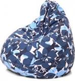 Style Homez XL Classic Cotton Canvas Floral Printed XL Size With Beans Teardrop Bean Bag With Bean Filling