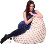 Style Homez XL Classic Cotton Canvas Polka Dots Printed XL Size With Beans Teardrop Bean Bag With Bean Filling