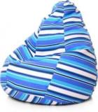 Style Homez XL Classic Cotton Canvas Stripes Printed XL Size With Beans Teardrop Bean Bag With Bean Filling