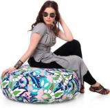 Style Homez XL Cotton Canvas Floral Printed Round Floor Cushion XL Size With Beans Bean Bag With Bean Filling