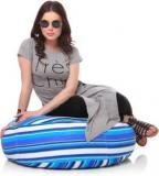 Style Homez XL Cotton Canvas Stripes Printed Round Floor Cushion XL Size With Beans Bean Bag With Bean Filling