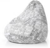 Style Homez XXL Classic Cotton Canvas Newspaper Printed XXL Sizewith Beans Teardrop Bean Bag With Bean Filling