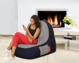 Style Homez XXL Cotton Canvas Checker ed Printed Bean Bag Chair With Bean Filling