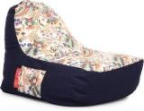 Style Homez XXL Urban Design Denim Canvas Floral Printed Chair XXL Size With Beans Bean Bag Chair With Bean Filling