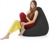 Style Homez XXXL Classic Cotton Canvas Polka Dots Printed Bean Bag XXXL Size With Bean Refill Fillers Bean Bag With Bean Filling