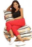 Style Homez XXXL Cotton Canvas Stripes Printed Fillers Bean Bag Chair With Bean Filling