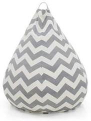 Style Homez XXXL PREMIO, 100% Cotton Canvas Classic Chevron Grey Color Teardrop Bean Bag With Bean Filling