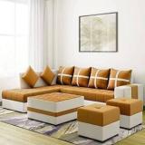 Sugandha LHS Premium Quality 8 Seater Holland Fabric 3 + 2 + 2 + 1 Sofa Set