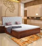 Suncrown Furniture Solid Wood King Size Bed With Box Storage In Teak Colour Solid Wood King Box Bed