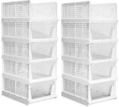 Sunvibe Set of 10 Clothes Organizer for Wardrobe Stackable Closet Organizer Drawers PP Collapsible Wardrobe