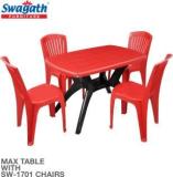 Swagath Furniture 4 Seater Dining Table Set for Home Garden Cafeteria Plastic 4 Seater Dining Set