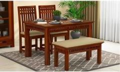 Swangia Arts Solid Sheesham Wood Four Seater Dining Set For Dining Room/ Hotel/ Kitchen | Solid Wood 4 Seater Dining Set