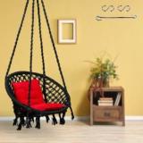 Swingzy Round Hanging Swing With L Shaped Cushion/Swing For Adults/Home Swing/Jhula/ Cotton Large Swing