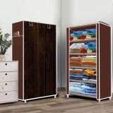 Systumm 5 Layer Wood Print PP Collapsible Wardrobe