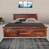 Tamannaartpalace Solid Wood King Size Kuber Bed without Storage in Natural Honey Oak Finish Solid Wood King Bed