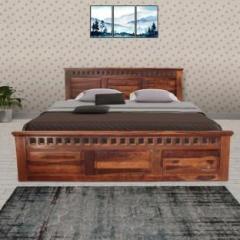 Tamannaartpalace Solid Wood King Size Kuber Bed without Storage in Natural Honey Oak Finish Solid Wood King Bed