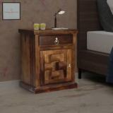 Tamannaartpalace Solid Wood Nivora Bedside Table With Storage In Walnut Finish, Pre Assembled Solid Wood Bedside Table