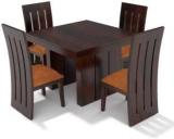 Taskwood Furniture Premium Quality Sheesham Solid Wood Four Seater Dining Table Set With Four Chair For Dining Room | Finish Mahogany Finish | Cushion Orange Solid Wood 4 Seater Dining Set