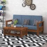 Taskwood Furniture Solid Sheesham Wood Three Seater Sofa For Living Room/ Office/ Waiting Room | Fabric 3 Seater Sofa