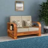 Taskwood Furniture Solid Sheesham Wood Two Seater Sofa For Living Room, Office, Caf Fabric 2 Seater Sofa