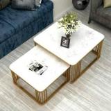 Taxozy Square Coffee Table Set Of 2 Modern Minimalist Style Furniture For Living Room Engineered Wood Coffee Table