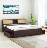 Tg Furniture Sheesham Mayor King Size 2 Drawer Bed With Headboard Storage For Bedroom/Hotel Solid Wood King Drawer Bed