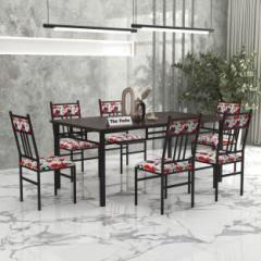 The Porto Metal Six Seater Dining Set / Wooden Top Dining Set With Cushion Chair | Metal 6 Seater Dining Set