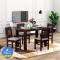 Taskwood Furniture Solid Wood 4 Chairs| Finish Walnut| Cushion Grey Solid Wood 4 Seater Dining Set