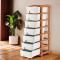 Kuber Industries 7 Tier Multipurpose Plastic Drawers Storage Organizer | Brown & White Plastic Free Standing Chest of Drawers