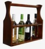 Timberly 4 Bottle Holder Bar Cabinet With Handle | Wine Bottle Holder Rack | Bear Tray | Basket Bar Trolley In Bottle Design For Bedroom, Living Room, Kitchen & Garden Solid Wood Bar Cabinet