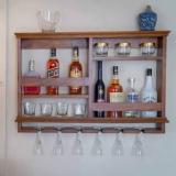 Timberly Wall Mounted Wine Rack, Bar Cabinet With Glass Storage | Mini Bar For Home Solid Wood Bar Cabinet