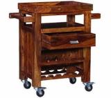 Top 10wood Solid Wood Bar Trolley