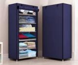 Toriyox 1 Door 6 Shelf Fabric PP Carbon Steel Collapsible Wardrobe